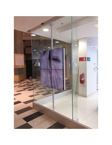 Pilares a piso, a techo,  gabinetes, estructuras videowall, hasta 86", modulos led