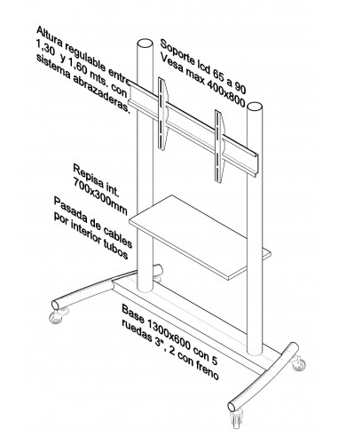 Pedestal lcd led 65" A 90" 2P-6590