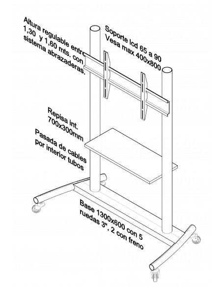 Pedestal lcd led 65" A 90" 2P-6590