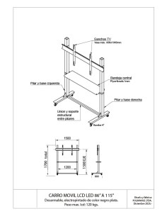 Pedestal lcd led 85" A 115" 2P-85115